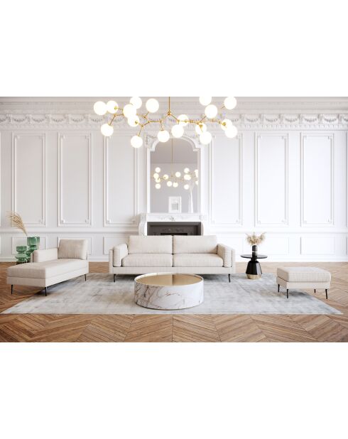 MERIDIENNE GAUCHE MIKAEL BEIGE TAUPE TISSU TRAME - 90x154x80