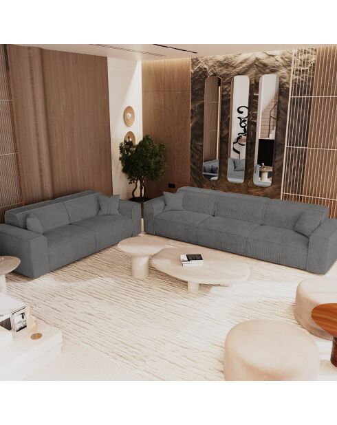 5-Sitzer-Sofa mit 2 dekorativen Kissen RUBEN Anthrazitgrauer Kord - 323x95x78