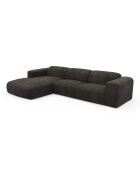 Linkerhoekbank converteerbaar express Dunlopillo matras 140cm NOVA Zwart getextureerd fluweel - 299x165x73