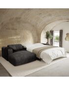 Linkerhoekbank converteerbaar express Dunlopillo matras 140cm NOVA Zwart getextureerd fluweel - 299x165x73