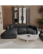 Divano angolare sinistro LIAM in velluto stagionato nero - 272x90x74