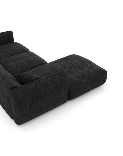 Divano angolare sinistro LIAM in velluto stagionato nero - 272x90x74