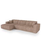 Linkes Ecksofa mit 2 dekorativen Kissen RUBEN XXL Corduroy Taupe - 323x173x78