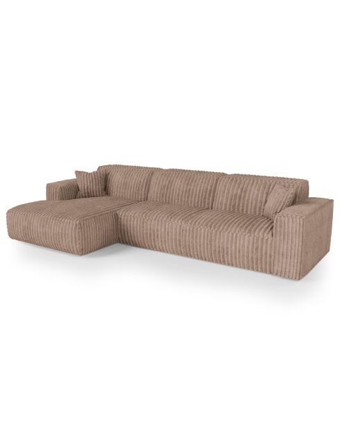Linkes Ecksofa mit 2 dekorativen Kissen RUBEN XXL Corduroy Taupe - 323x173x78
