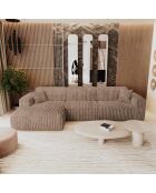 Linkes Ecksofa mit 2 dekorativen Kissen RUBEN XXL Corduroy Taupe - 323x173x78