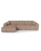 Linkes Ecksofa mit 2 dekorativen Kissen RUBEN XXL Corduroy Taupe - 323x173x78