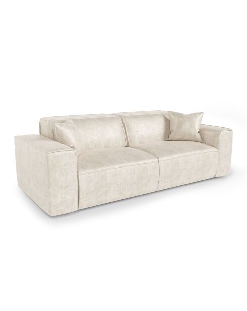 3-zitsbank met 2 sierkussens RUBEN Velours Cream - 232x95x78