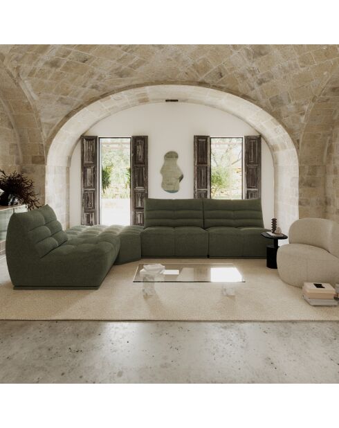 Fauteuil modulable Jody Tissu bouclette Vert olive - 85x112x80