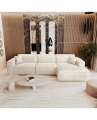 Rechtes Ecksofa mit 2 dekorativen Kissen RUBEN Velours Cream - 323x173x78