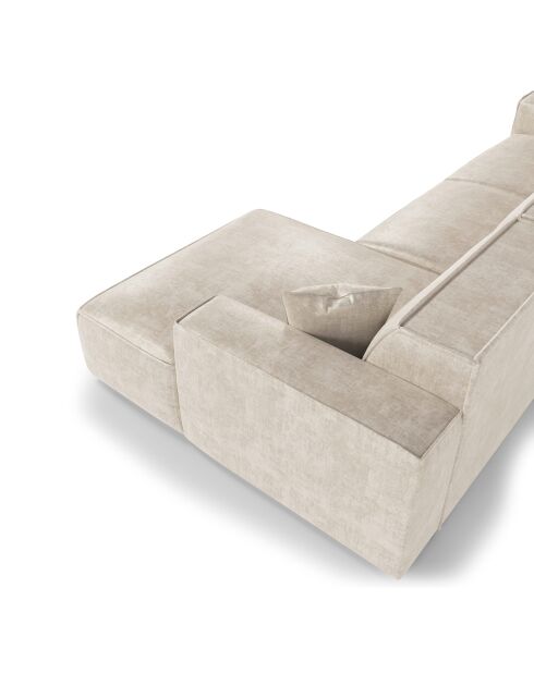 Hoekbank rechts met 2 sierkussens RUBEN Velours Cream - 323x173x78