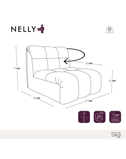 Fauteuil pivotant NELLY Tissu bouclette Vert olive - 81x98x77