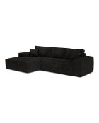Linkes Ecksofa, umwandelbare Expressmatratze, 140 cm RUBY, 140 cm, RUBY, Kord, XXL, schwarz — 320x165x80