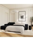 Linkes Ecksofa, umwandelbare Expressmatratze, 140 cm RUBY, 140 cm, RUBY, Kord, XXL, schwarz — 320x165x80