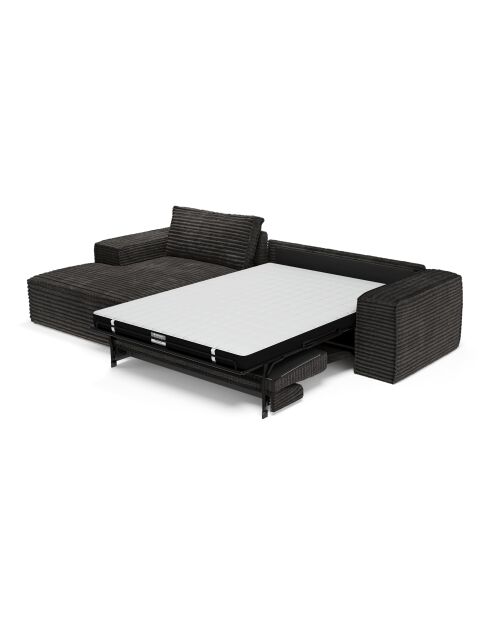 Linkerhoekbank converteerbaar expressmatras 140cm RUBY 140cm RUBY corduroy XXL zwart - 320x165x80