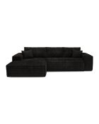 Linkes Ecksofa, umwandelbare Expressmatratze, 140 cm RUBY, 140 cm, RUBY, Kord, XXL, schwarz — 320x165x80