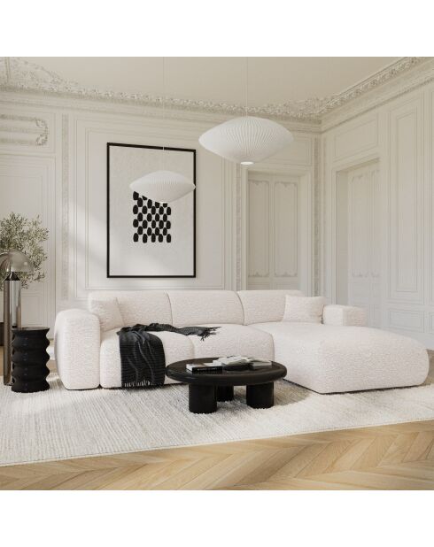 LIVA converteerbare groothoekbank rechts Cream Boucle stof - 283x180x73