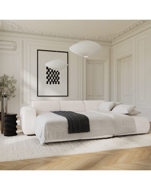 LIVA converteerbare groothoekbank rechts Cream Boucle stof - 283x180x73