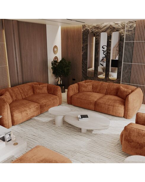 LIAM 4-zitsbank Terracotta geweven fluweel - 230x90x74