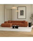 COVA linkes Ecksofa aus Terrakotta mit geprägtem Samt - 290x94x69,5