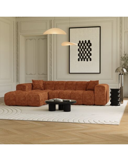 COVA linkes Ecksofa aus Terrakotta mit geprägtem Samt - 290x94x69,5