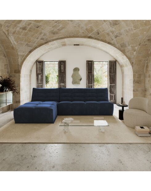 Méridienne modulable Jody Velours BLEU NUIT - 105x185x80