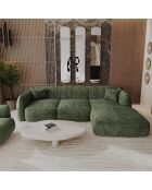 Sofá de esquina derecha LIAM de terciopelo tejido verde oliva - 272x90x74