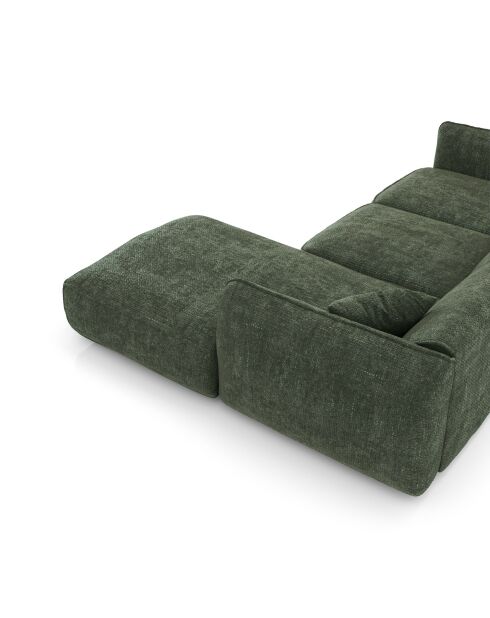 Sofá de esquina derecha LIAM de terciopelo tejido verde oliva - 272x90x74