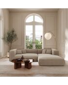 Rechtwinkliges Sofa 255 cm ROMY Weicher gewebter Duschstoff Taupe - 255x160x70