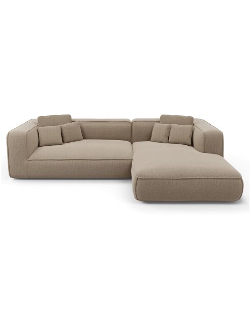 Rechtwinkliges Sofa 255 cm ROMY Weicher gewebter Duschstoff Taupe - 255x160x70