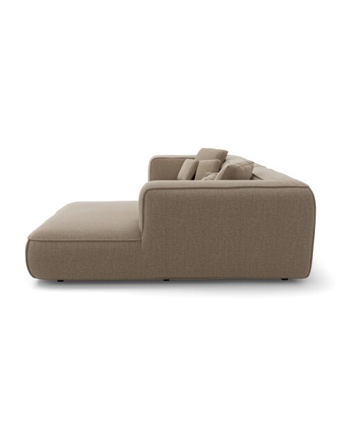 Rechtwinkliges Sofa 255 cm ROMY Weicher gewebter Duschstoff Taupe - 255x160x70
