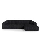 Rechtes Ecksofa mit 2 dekorativen Kissen RUBEN Corduroy XXL Schwarz - 323x173x78
