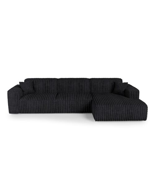 Rechtes Ecksofa mit 2 dekorativen Kissen RUBEN Corduroy XXL Schwarz - 323x173x78