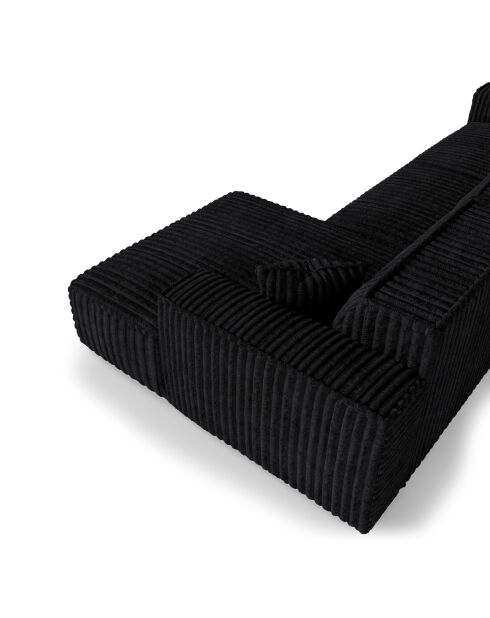 Rechtes Ecksofa mit 2 dekorativen Kissen RUBEN Corduroy XXL Schwarz - 323x173x78