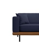 PIONI 2-zitsbank Marineblauwe geweven stof cognac lederen onderstel - 178x90x85