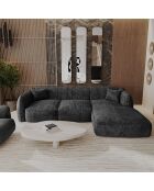 Divano angolare destro LIAM in velluto stagionato nero - 272x90x74