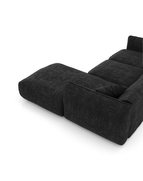 Divano angolare destro LIAM in velluto stagionato nero - 272x90x74