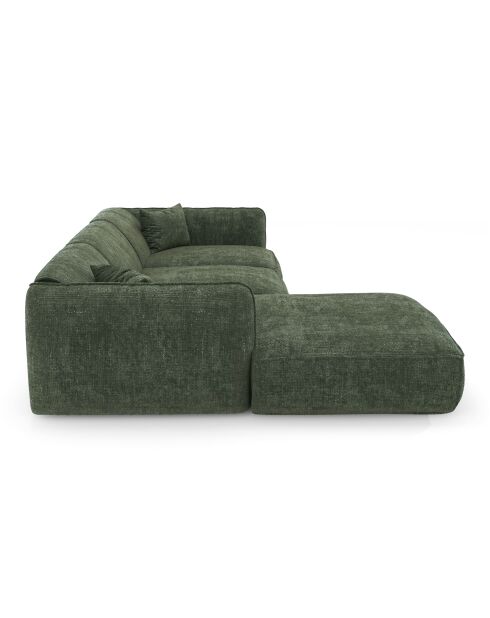 Sofá de esquina izquierda LIAM de terciopelo tejido verde oliva - 272x90x74