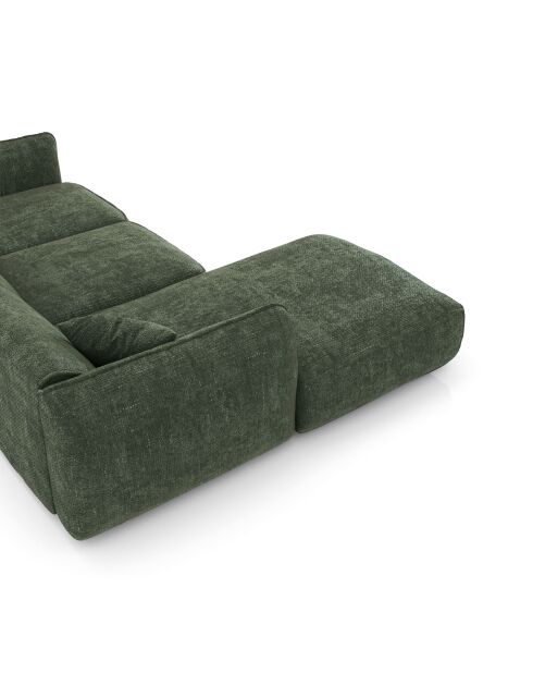 Sofá de esquina izquierda LIAM de terciopelo tejido verde oliva - 272x90x74