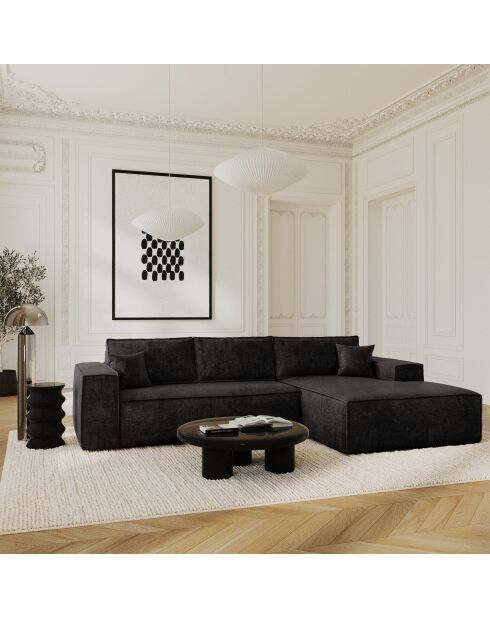 Wandelbares rechtes Ecksofa Express Matratze 140cm RUBY Matratze Dunkler Anthrazit-Samt - 320x165x80