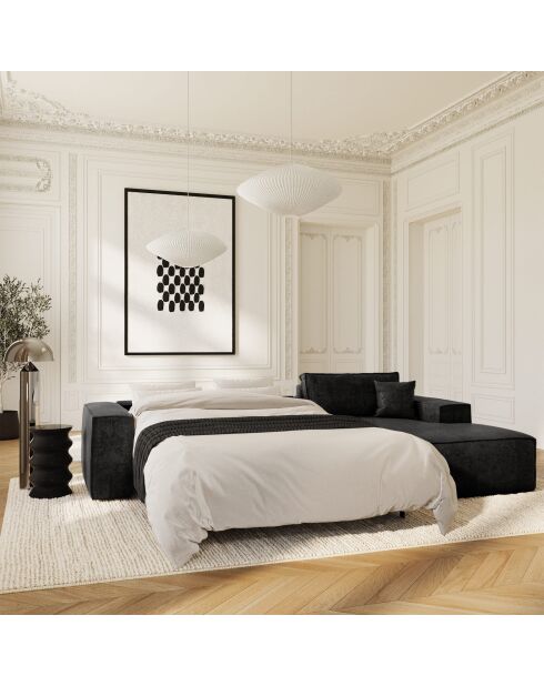 Wandelbares rechtes Ecksofa Express Matratze 140cm RUBY Matratze Dunkler Anthrazit-Samt - 320x165x80