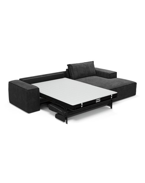 Wandelbares rechtes Ecksofa Express Matratze 140cm RUBY Matratze Dunkler Anthrazit-Samt - 320x165x80