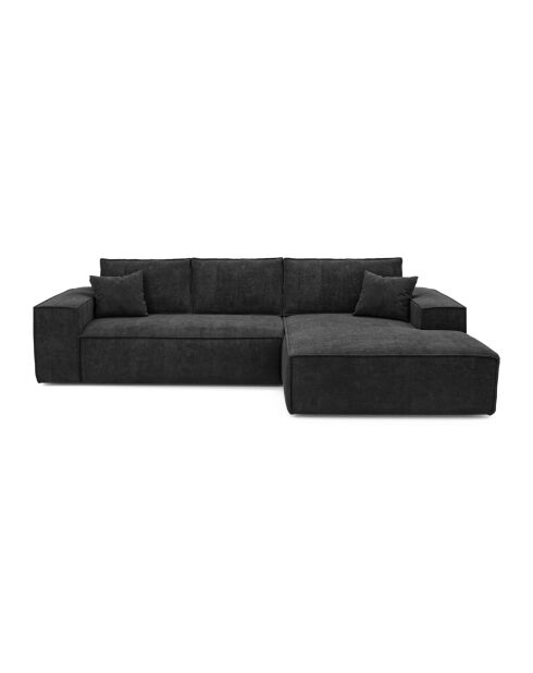 Wandelbares rechtes Ecksofa Express Matratze 140cm RUBY Matratze Dunkler Anthrazit-Samt - 320x165x80