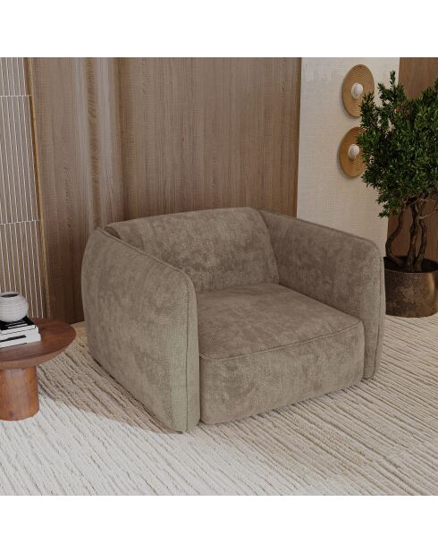 Fauteuil LIAM Velours tramé Beige - 118x102x76