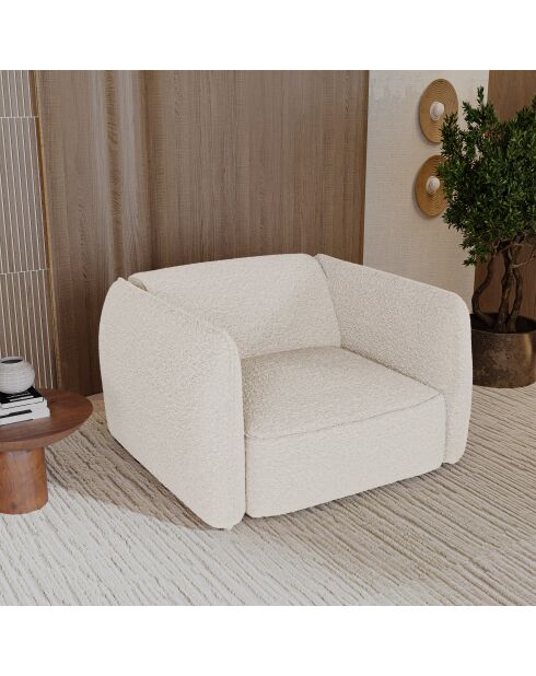 Fauteuil LIAM Tissu bouclette Crème - 118x102x76