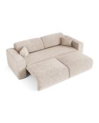 LIVA 4-zits converteerbare bank crèmekleurig fluweel met reliëf - 240x97x73