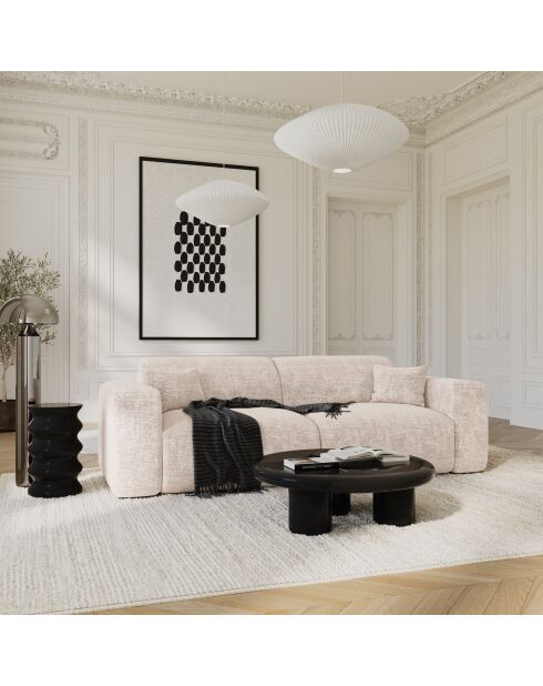 LIVA Cabrio-Sofa für 4 Personen, cremefarbener, geprägter Samt - 240x97x73