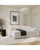 LIVA 4-zits converteerbare bank crèmekleurig fluweel met reliëf - 240x97x73