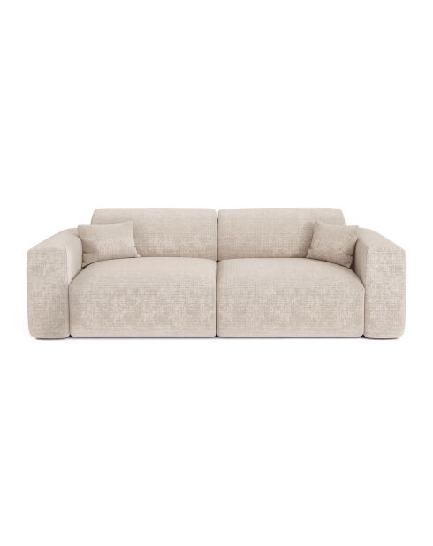 LIVA Cabrio-Sofa für 4 Personen, cremefarbener, geprägter Samt - 240x97x73