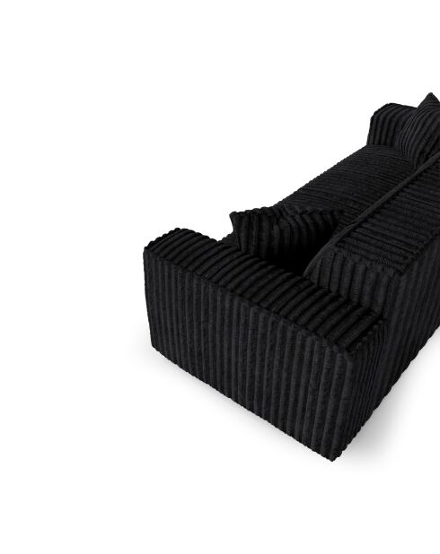 3-zitsbank met 2 sierkussens RUBEN Corduroy XXL Zwart - 232x95x78