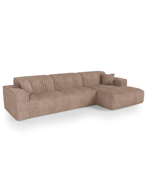Rechtes Ecksofa mit 2 dekorativen Kissen RUBEN Corduroy XXL Taupe - 323x173x78